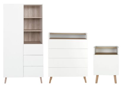 An Image of Habitat Skandi 3 Piece 1 Door Wardrobe Set-White Two Tone