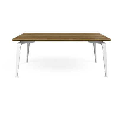 An Image of Ligne Roset ODESSA DINING TABLE EUROPEAN WALNUT 180 x 98cm White Legs