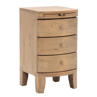 An Image of Lewes Reclaimed Wood 3 Drawer Bedside, Wheat