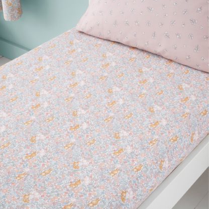 3f1f46d038d56f88eea51561d8c85bb2b9cb6cc6764690499ac66a08f8babf02.jpg An Image of Set of 2 Ditsy Bunny Pink 100% Cotton Fitted Sheets Light Pink