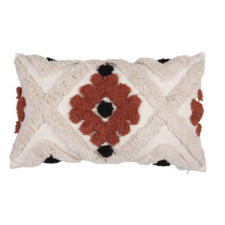 An Image of Tufted Geometric Cushion - Rust - 30x50cm