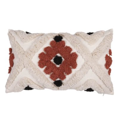 An Image of Tufted Geometric Cushion - Rust - 30x50cm