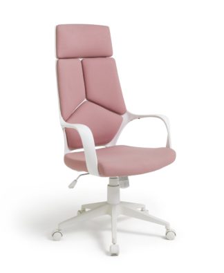 An Image of Habitat Alma High Back Ergonomic Office Chair - Pink