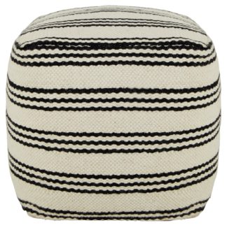 An Image of Habitat Layne Wool Cube Footstool - Black and White