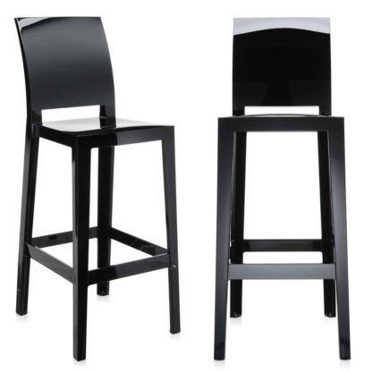 An Image of Pair of Kartell One More Please Bar Stools, Black