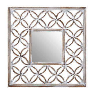 An Image of Antique Lattice Frame Wall Mirror - White