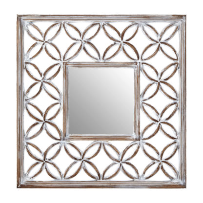 An Image of Antique Lattice Frame Wall Mirror - White