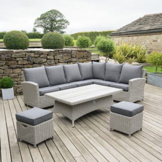 An Image of Murcia Right Hand Facing Garden Corner Dining Set in Stone Grey