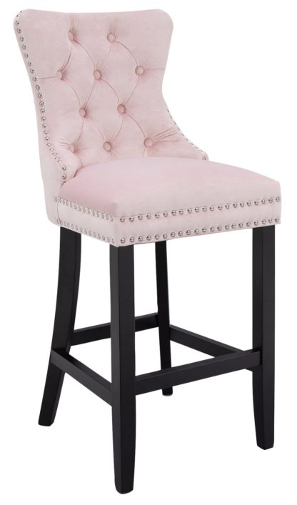 An Image of Argos Home Princess Velvet Bar Stool - Blush