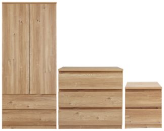 An Image of Habitat Jenson 3 Piece 2 Door Wardrobe Set - Oak Effect