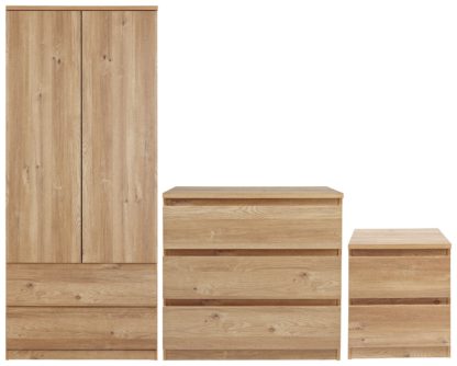 An Image of Habitat Jenson 3 Piece 2 Door Wardrobe Set - Oak Effect