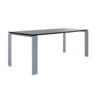 An Image of Kartell Four Soft Touch Dining Table, Black on Aluminium