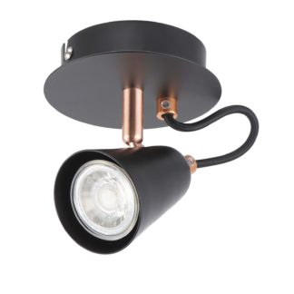 An Image of Emma single lamp spotlight, black/copper