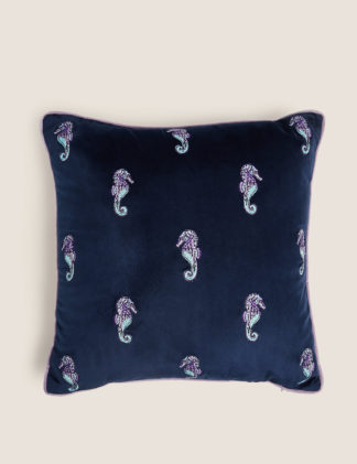 An Image of M&S Seahorse Embroidered Cushion