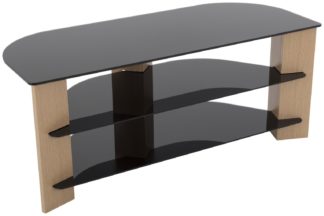 An Image of AVF Up To 55 Inch TV Stand - Black Glass and Oak Effe