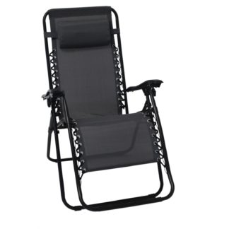 An Image of Reclining Metal Sun lounger in Grey