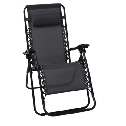 An Image of Reclining Metal Sun lounger in Grey