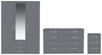 An Image of Argos Home Hallingford 3 Piece 3 Door Wardrobe Set - Grey