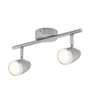 An Image of Vector 2 Bar LED Satin Nickel Spotlight