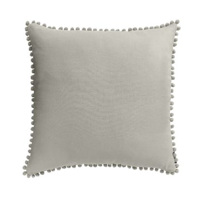 An Image of Country Living Linen Pom Pom Cushion - 50x50cm - Latte