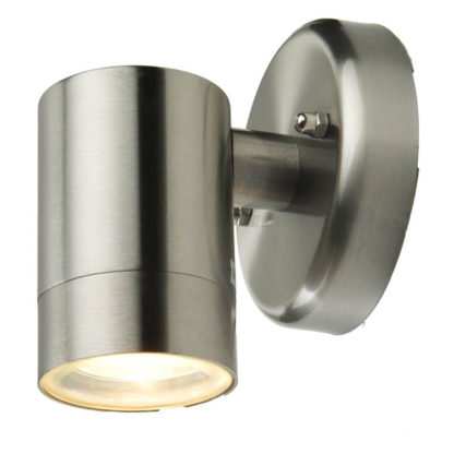 An Image of Lutec Rado GU10 Down Wall Light - Brushed Steel