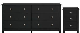 An Image of Habitat Osaka Bedside & 3+3 Drawer Chest Set - Black