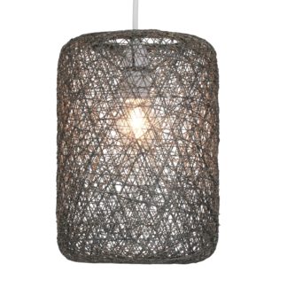 An Image of Abaca Straight Cylinder Pendant Shade - Grey