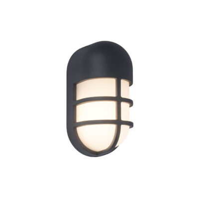 An Image of Lutec Bullo Outdoor Bulkhead Wall Light In Dark Grey