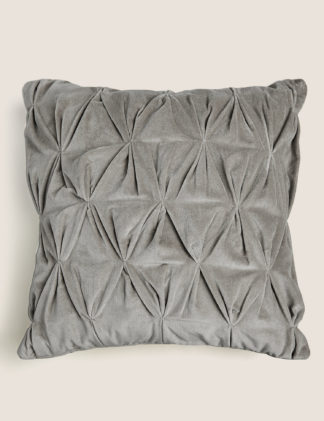An Image of M&S Cotton Velvet Medium Pin Tuck Cushion