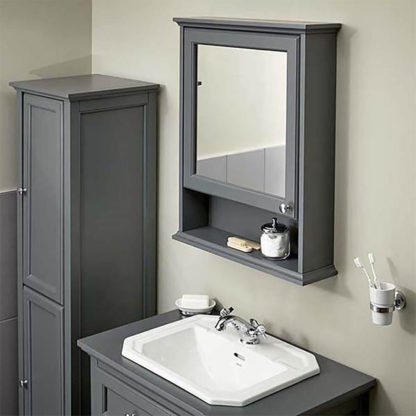 An Image of Bathstore Savoy Mirror Wall Cabinet - Grey
