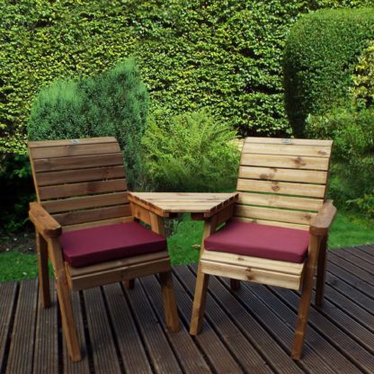 An Image of Charles Taylor 2 Seater Angled Companion Set with Green Seat Pads Dark Green