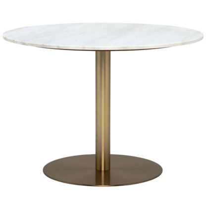 An Image of Apollo Dining Table, White Marble and Brushed Brass