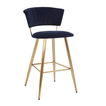 An Image of Kendall Velvet Bar Stool Black