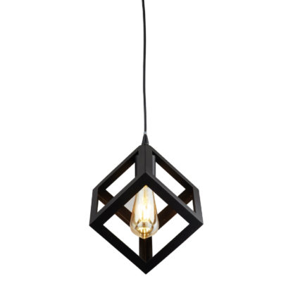 An Image of Dunkeld 1 Light Square Pendant Light - Matt Black