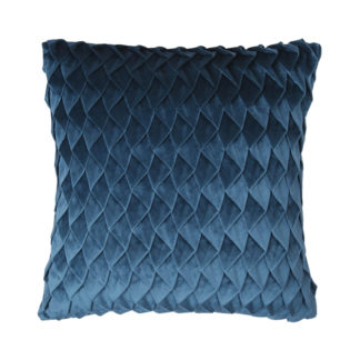 An Image of Velvet Pintuck Cushion - Teal