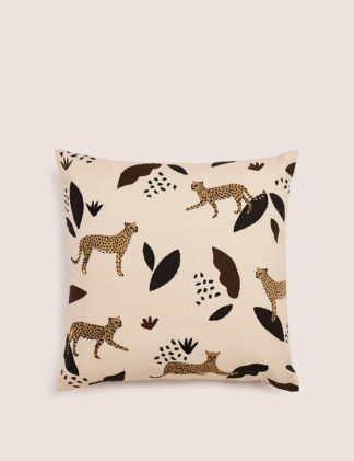 An Image of M&S Pure Cotton Cheetah Embroidered Cushion
