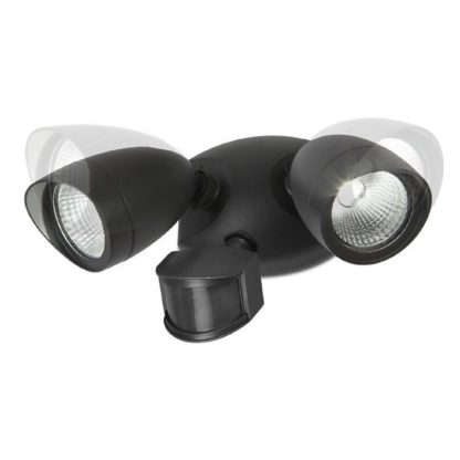 An Image of Lutec Shrimp 22W Twin LED PIR Wall Light - Black