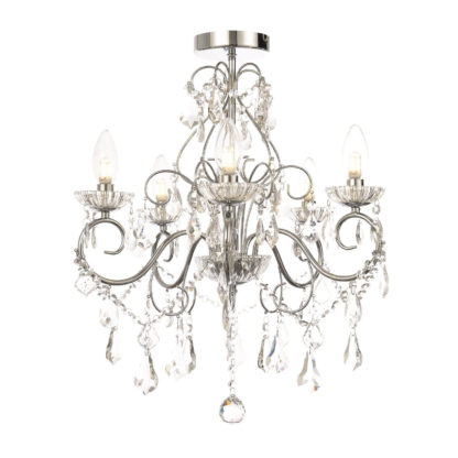 An Image of Vela 5 Light Bath Chandelier - Chrome