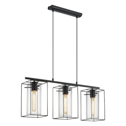 An Image of Eglo Loncino 3 Light Pendant Light - Black