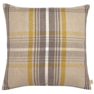 An Image of Check Cushion - Ochre - 43x43cm