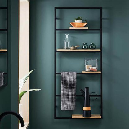 An Image of Bathstore Noir Wall Hung Shelf Unit