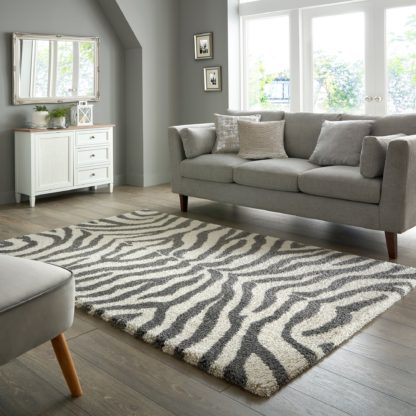 An Image of Zebra Berber Rug Black and white