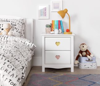 An Image of Argos Home Mia 2 Drawer Bedside Table - White