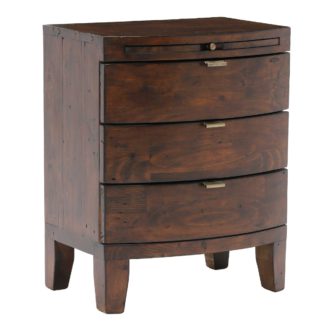 An Image of Navajos Reclaimed Wood 3 Drawer Wide Bedside Chest, Chestnut