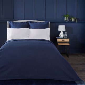 An Image of Dorma Purity Cardinham 100% Cotton Navy Throw Navy (Blue)