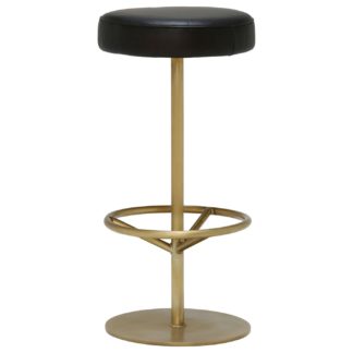 An Image of Jett Barstool, Fumee Leather and Antique Brass