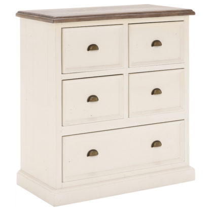 An Image of Carisbrooke Reclaimed Wood 5 Drawer Chest, Stucco White