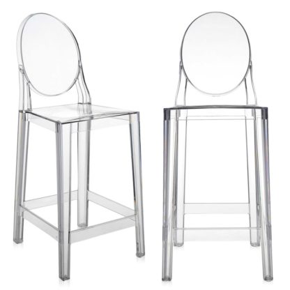 An Image of Pair of Kartell One More Counter Stools, Black