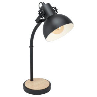 An Image of EGLO Lubenham Stylish Black and Wood Table Lamp