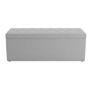 An Image of Oswald Faux Wool Buttoned Ottoman Bench Grey